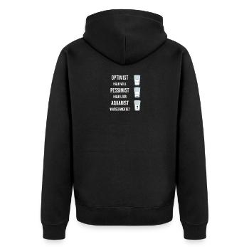 Lustiges Glas Optimismus Pessimismus Aquaristen - Unisex Premium Bio Zip Hoodie - Schwarz - Hinten - Nico (187cm)