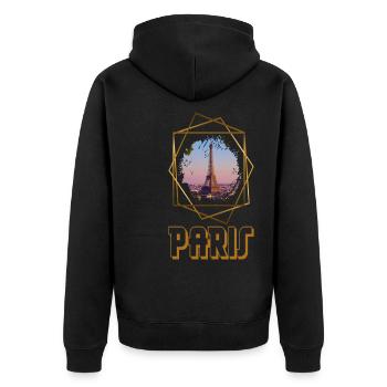 Paris France City Skyline Tour Eiffel Or - Veste à capuche bio Premium Unisexe - noir - Dos - Nico (187cm)