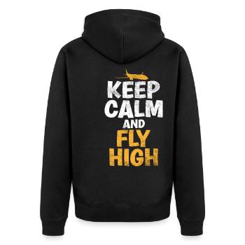 Keep Calm & Fly High Proverbe amusant du - Veste à capuche bio Premium Unisexe - noir - Dos - Nico (187cm)