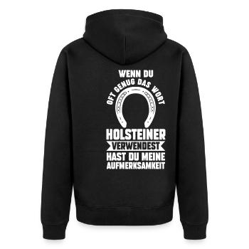 Pferd Reitsport Reiten Pferdesport Holsteiner - Unisex Premium Bio Zip Hoodie - Schwarz - Hinten - Nico (187cm)