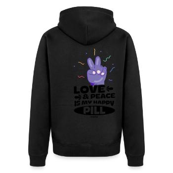 Love and peace for all - Unisex Premium Organic Zip Hoodie - black - Back - Nico (187cm)