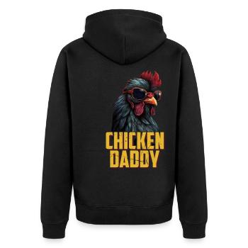 Poulet Papa Poulets Fête des pères Volaille Éleveur Coq - Veste à capuche bio Premium Unisexe - noir - Dos - Nico (187cm)