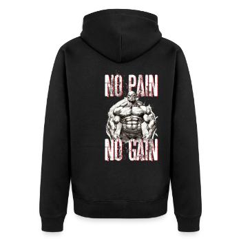 Bodybuilding Bodybuilder Gewichtheben Kraftsport - Unisex Premium Bio Zip Hoodie - Schwarz - Hinten - Nico (187cm)