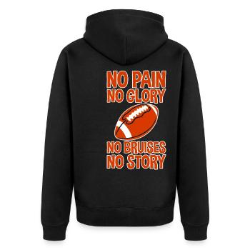 No Pain No Glory No Bruises No Story 2 - Unisex Premium Bio Zip Hoodie - Schwarz - Hinten - Nico (187cm)