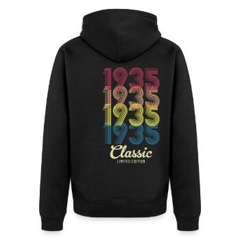Vintage 1935 Geburtstag Retro Geschenk - Unisex Premium Bio Zip Hoodie - Schwarz - Hinten - Nico (187cm)