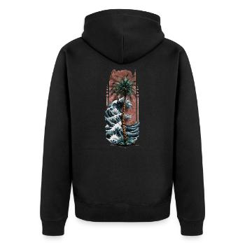 Harmonie côtière : palmier au bord de la mer - Veste à capuche bio Premium Unisexe - noir - Dos - Nico (187cm)