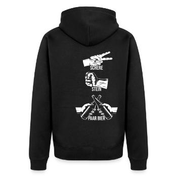 Mallorca Malle Party Bier - Unisex Premium Bio Zip Hoodie - Schwarz - Hinten - Nico (187cm)