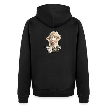 Verrücktes Schaf Motiv - Unisex Premium Bio Zip Hoodie - Schwarz - Hinten - Nico (187cm)