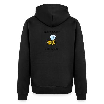 don't worry be happy, bee happy, happy bee - Unisex Premium Organic Zip Hoodie - black - Back - Nico (187cm)