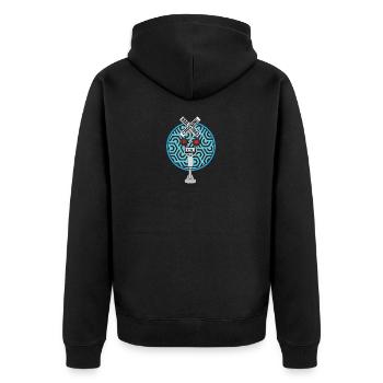 Bahnübergang Zug Liebhaber - Unisex Premium Bio Zip Hoodie - Schwarz - Hinten - Nico (187cm)