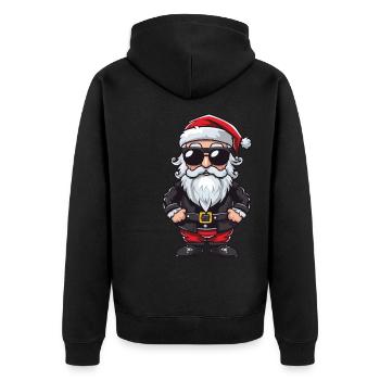 Santa Weihnachtsmann Comic - Unisex Premium Bio Zip Hoodie - Schwarz - Hinten - Nico (187cm)