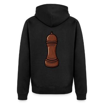 pepper mill salt mill pepper shaker pepper salt - Unisex Premium Organic Zip Hoodie - black - Back - Nico (187cm)
