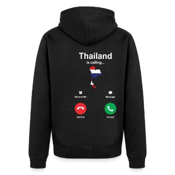 Thailand - Unisex Premium Bio Zip Hoodie - Schwarz - Hinten - Nico (187cm)