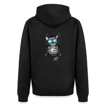 Süßes Zebra auf der Schaukel Coole Sonnenbrille - Unisex Premium Bio Zip Hoodie - Schwarz - Hinten - Nico (187cm)
