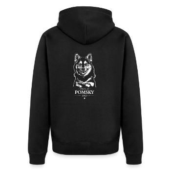 Pomsky Dad Hunde Hund Wilsigns - Unisex Premium Bio Zip Hoodie - Schwarz - Hinten - Nico (187cm)