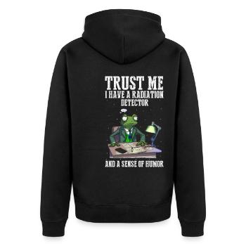 Kernenergie Spruch für Kernenergie - Unisex Premium Bio Zip Hoodie - Schwarz - Hinten - Nico (187cm)