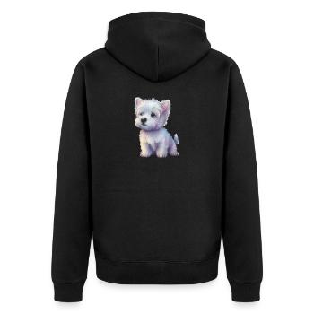 Dog Pastel Drawing - Unisex Premium Organic Zip Hoodie - black - Back - Nico (187cm)