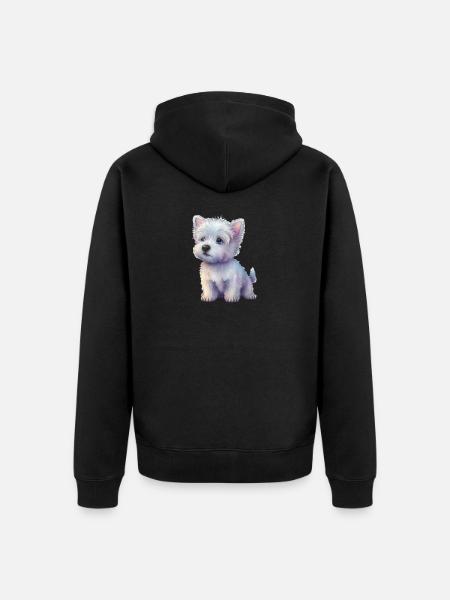 Dog Pastel Drawing - Unisex Premium Organic Zip Hoodie - black