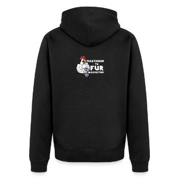 Masthuhn für Wachstum Bodybuilding - Unisex Premium Bio Zip Hoodie - Schwarz - Hinten - Nico (187cm)