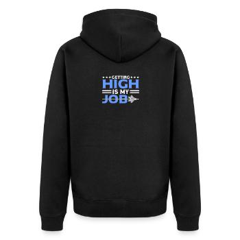 GETTING HIGH IS MY JOB Geschenke - Unisex Premium Bio Zip Hoodie - Schwarz - Hinten - Nico (187cm)