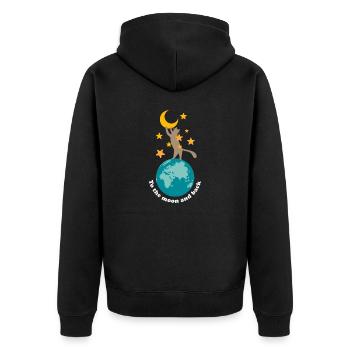Zum Mond und zurück - Unisex Premium Bio Zip Hoodie - Schwarz - Hinten - Nico (187cm)