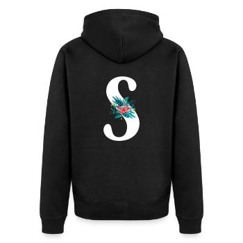 lettre S fleuris - Veste à capuche bio Premium Unisexe - noir - Dos - Nico (187cm)