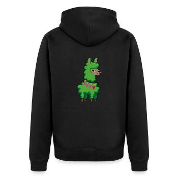 Alpaca Lama Christmas Green Christmas Tree - Unisex Premium Organic Zip Hoodie - black - Back - Nico (187cm)
