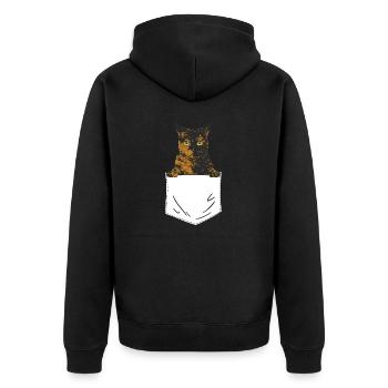 Schildpatt Katze Tortoiseshell Cat Tortie - Unisex Premium Bio Zip Hoodie - Schwarz - Hinten - Nico (187cm)