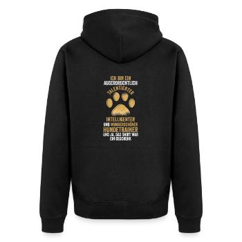 Hundetraining Hund Hundeschule Hundetrainer - Unisex Premium Bio Zip Hoodie - Schwarz - Hinten - Nico (187cm)