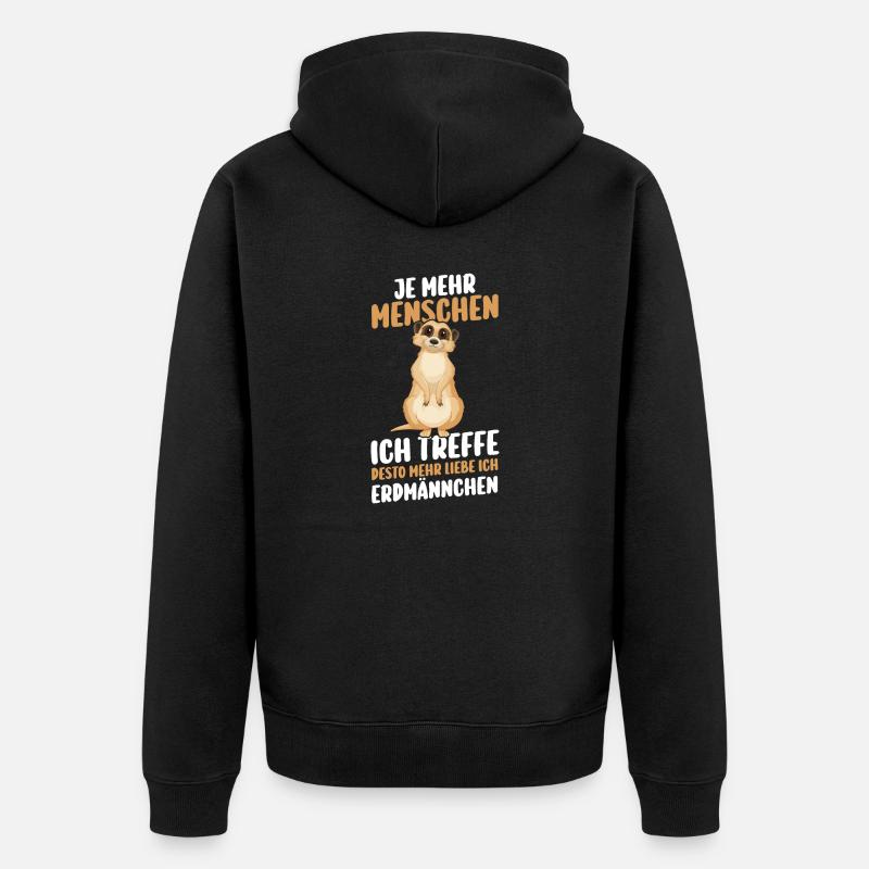 Erdmännchen - Unisex Premium Bio Zip Hoodie - Schwarz