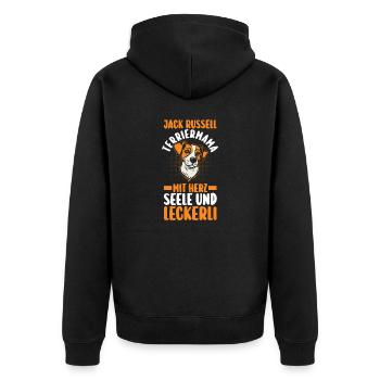 Hund Jacke Russell - Unisex Premium Bio Zip Hoodie - Schwarz - Hinten - Nico (187cm)