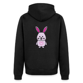 Bunny Comic Love - Unisex Premium Organic Zip Hoodie - black - Back - Nico (187cm)