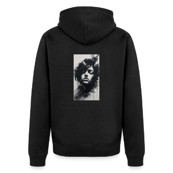 Encre obsédante et émotion de charbon - Veste à capuche bio Premium Unisexe - noir - Dos - Nico (187cm)