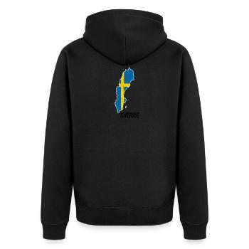 Schweden Flagge Umriss Souvenir - Unisex Premium Bio Zip Hoodie - Schwarz - Hinten - Nico (187cm)