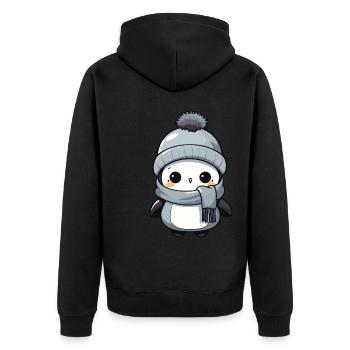 Penguin Winter Animal Cute Comic - Unisex Premium Organic Zip Hoodie - black - Back - Nico (187cm)