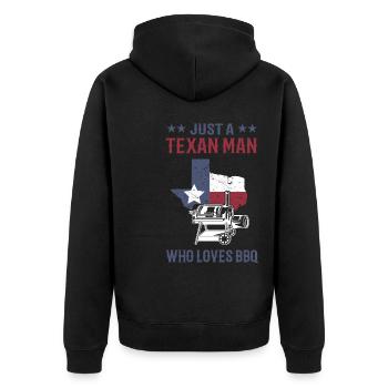 BBQ - Unisex Premium Bio Zip Hoodie - Schwarz - Hinten - Nico (187cm)