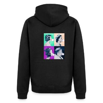 Queen II -Elizabeth England Queen,Chewing Gum,pop-art - Unisex Premium Organic Zip Hoodie - black - Back - Nico (187cm)