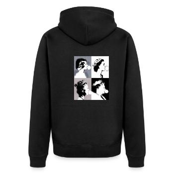 Queen II -Elizabeth England Queen,Chewing Gum,pop-art - Unisex Premium Organic Zip Hoodie - black - Back - Nico (187cm)