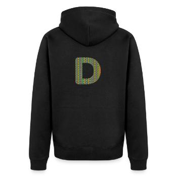 Buntes Herz D Design – Einzigartig & Stylisch! - Unisex Premium Bio Zip Hoodie - Schwarz - Hinten - Nico (187cm)