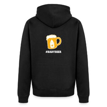 Babybier Pinkelparty Babyparty Babypinkeln Geburt - Unisex Premium Bio Zip Hoodie - Schwarz - Hinten - Nico (187cm)