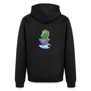 Kleiner Dinosaurier - Unisex Premium Bio Zip Hoodie - Schwarz - Hinten - Nico (187cm)