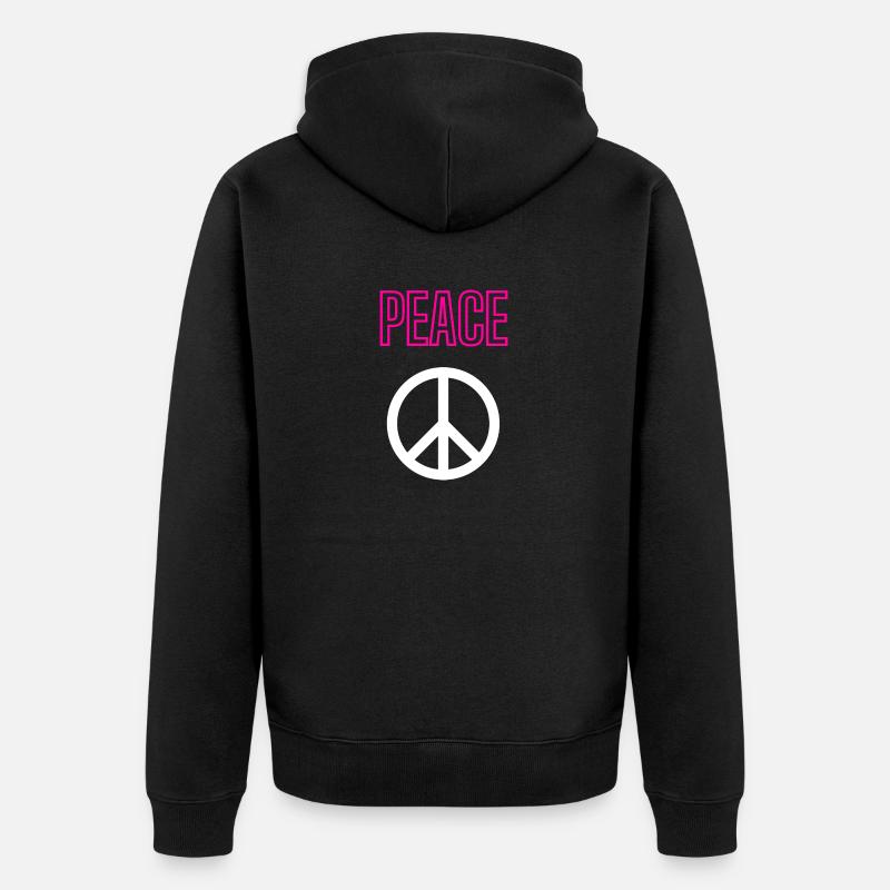 Peace - Hollow - Front only - Unisex Premium Bio Zip Hoodie - Schwarz