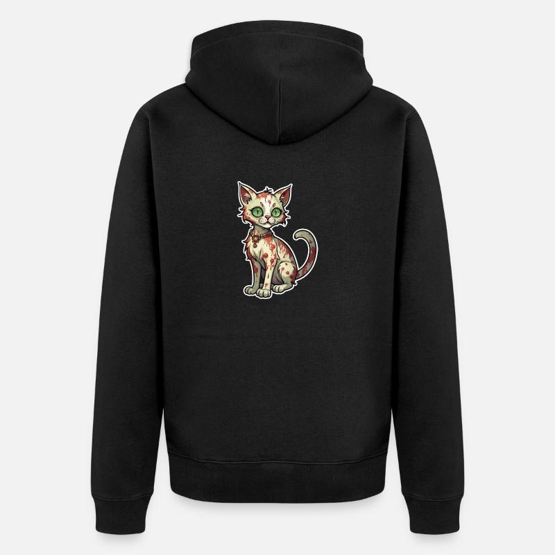 Illustration de chat zombie - Veste à capuche bio Premium Unisexe - noir