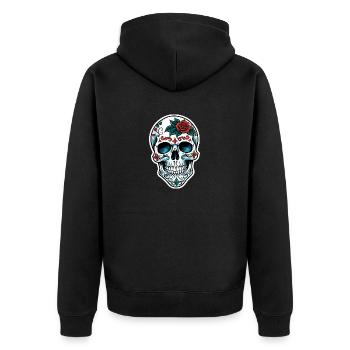 Skull Neo Traditional - Unisex Premium Organic Zip Hoodie - black - Back - Nico (187cm)