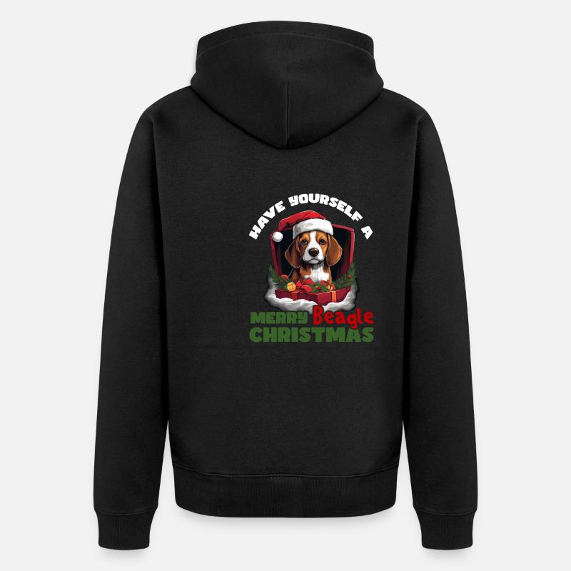Joyeux Noël Beagle - Veste à capuche bio Premium Unisexe - noir