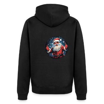 Lustiger Weihnachtsmann zu Weihnachten - Unisex Premium Bio Zip Hoodie - Schwarz - Hinten - Nico (187cm)