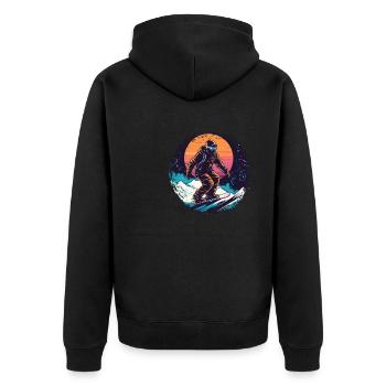 Snowboarding or skiing and then après ski - Unisex Premium Organic Zip Hoodie - black - Back - Nico (187cm)