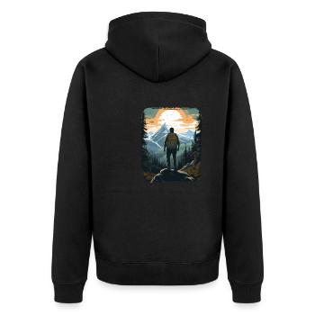 Forest Nature Trekking Adventure - Unisex Premium Organic Zip Hoodie - black - Back - Nico (187cm)