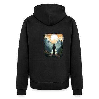Forest Nature Trekking Adventure - Unisex Premium Organic Zip Hoodie - black - Back - Nico (187cm)