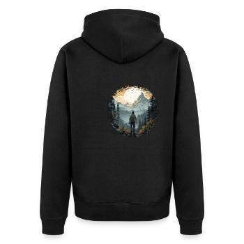 Forest Nature Trekking Adventure - Unisex Premium Organic Zip Hoodie - black - Back - Nico (187cm)